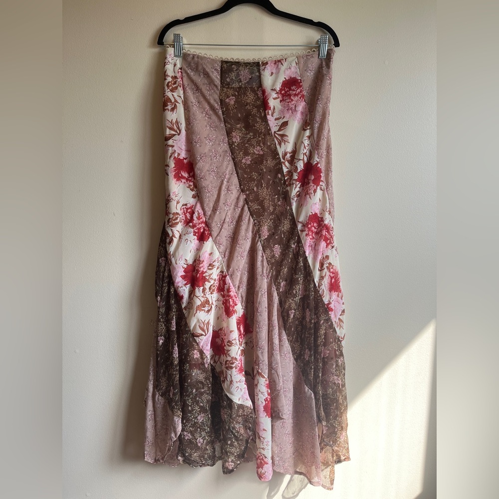 Dolls Kill DREAMCATCHER DIARIES MAXI SKIRT Floral Patchwork Midi Skirt